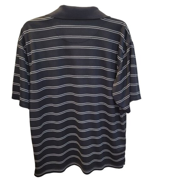 PGA Tour Men's Sz Large Black White Striped SS Stretch Pullover Golf Polo Shirt - Picture 5 of 5